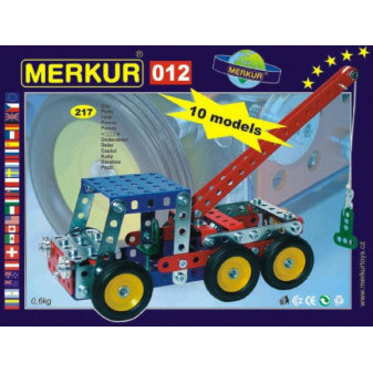Zestaw budowlany MERKUR 012 Pojazd ciągnący 10 modeli 217 szt w kartonie 26x18x5cm