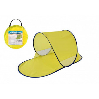 Namiot plażowy z filtrem UV 140x70x62cm samoskładany poliester/metal owalny żółty w pokrowcu z tkaniny