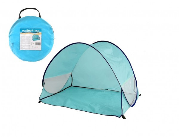Namiot plażowy z filtrem UV 100x70x80cm samoskładany poliester/metalowy prostokąt niebieski w pokrowcu z tkaniny