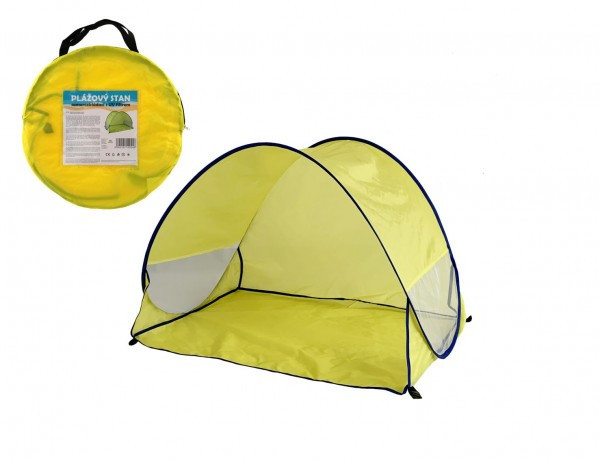 Namiot plażowy z filtrem UV 100x70x80cm samoskładany poliester/metalowy prostokąt żółty w płóciennej torbie