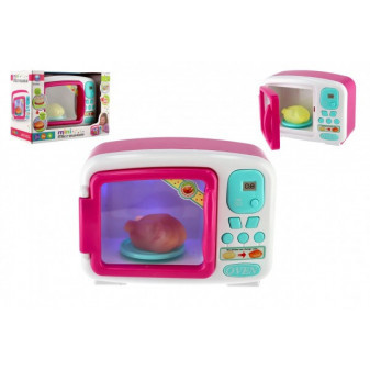 Kuchenka mikrofalowa plastikowa 21x16cm na baterie z dźwiękiem i światłem w pudełku 26,5x19x13cm