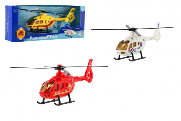 Helikopter ratowniczy metal/plastik 18cm 3 rodzaje w pudełku 26x10x5cm