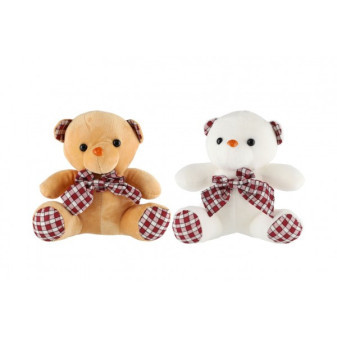 Miś/Miś siedzący z kokardą pluszowy 18cm 2 kolory