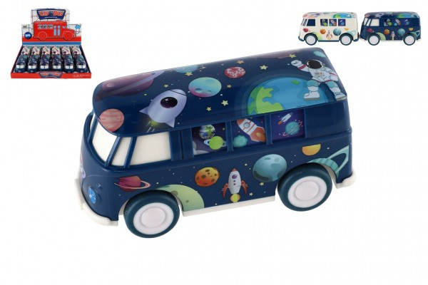 Kosmiczny autobus plastikowy 13cm na kole zamachowym 2 kolory