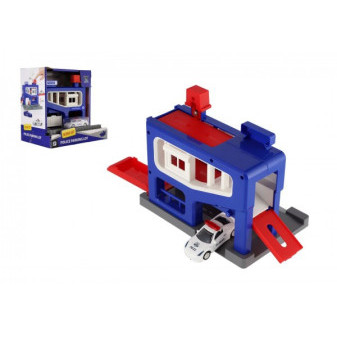 Garaż + radiowóz plastikowy w pudełku 20x20x14cm
