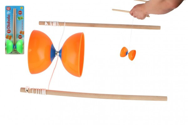 Diabolo duży zestaw plastik/drewno 35x12cm 2 kolory na karcie