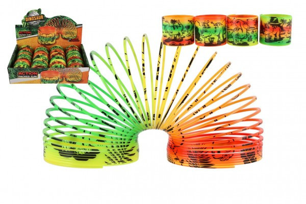 Spirala/sprężyna dinozaur plastikowa średnica 7,5 cm w woreczku