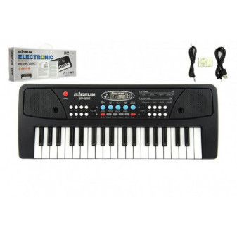 Fortepian/organy/klawisze 37 klawiszy, zasilanie USB + odtwarzacz MP3 + plastikowy mikrofon 40 cm w pudełku