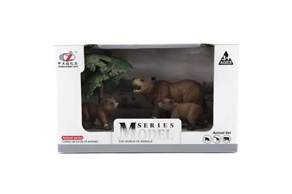 ZOO zwierzęta safari 10 cm zestaw plastikowy 4 szt. Niedźwiedź 2 gatunki w pudełku 22x13x9,5 cm