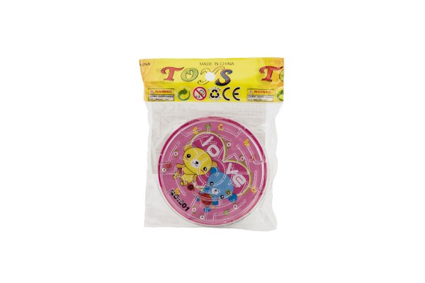 Puzzle labirynt z kulką plastikową 7cm 6 kolorów w woreczku
