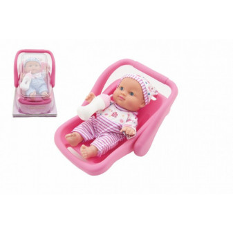 Baby/Lalka solidne plastikowe 25cm w nosidełku z butelką 2 kolory w blistrze