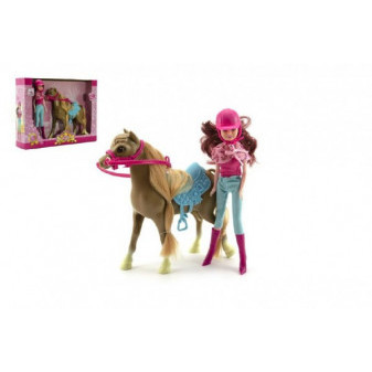 Pielęgnacja konia z akcesoriami + lalka dżokej 23cm plastik w pudełku 34x27x7cm