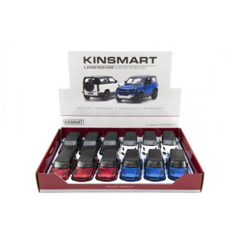 Samochód Kinsmart Land Rover Defender 90 metal/plastik 1:36 12.5 cm pull-back 4 kolory 12 sztuk w pudełku