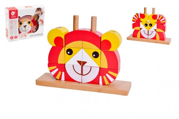 Puzzle Lew drewno 23x19x6,5cm 18m+