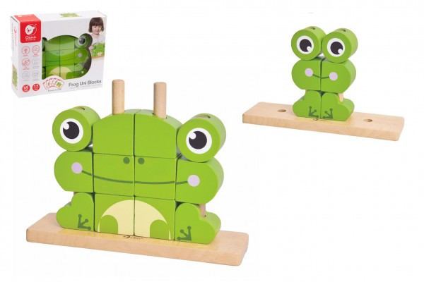 Puzzle żaba drewniana 17 szt w pudełku 23x19x6,5cm 18m+