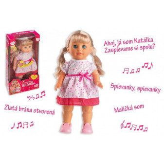 Lalka Natálka chodząca i śpiewająca po słowackim plastiku 42cm na baterie z dźwiękiem w pudełku 21x44x1