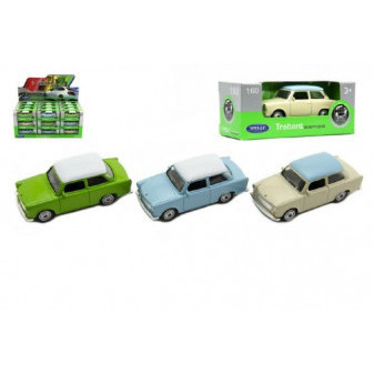 Samochód Welly Trabant 1:60 metal 7cm mix kolorów wolnobieżny w pudełku 36 szt. w pudełku