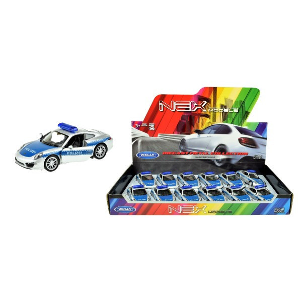 Samochód Welly policja Porsche 911(991) Carrera S metal/plastik 12cm wolnobieg