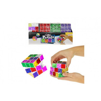 Kostki składane puzzle plastikowe brokatowe 6,5x6,5cm w woreczku