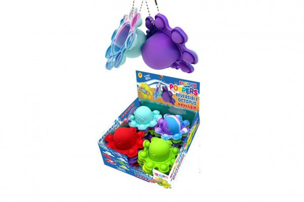 Zawieszka Bubble pops-Pękające bąbelki ośmiornica silikonowa antystr. Sp. gra 4 kolory 24 szt. Pudełko