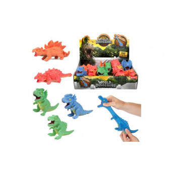 Dinozaur antystresowy śluz silikonowy do wyciskania 4x18cm mix gatunków 12 szt. w kartonie