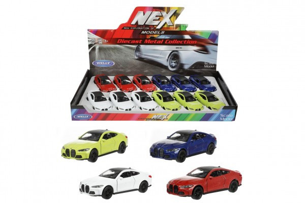Samochód Welly BMW M4 metal/plastik 12cm 4 kolory do przewijania