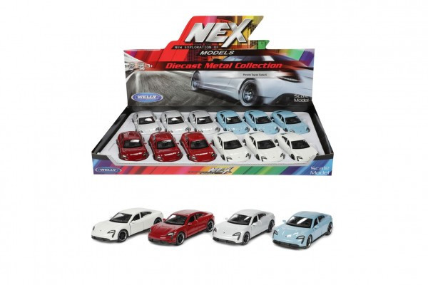 Samochód Welly Porsche Taycan Turbo S metal/plastik 12 cm 4 kolory do odciągnięcia