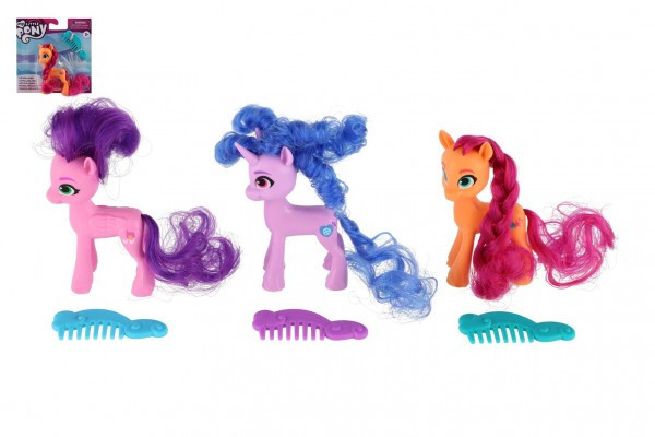 Koń/Jednorożec My Little Pony figurka czesanie plastik z grzebieniem 3 kolory na karcie 12,5x13cm