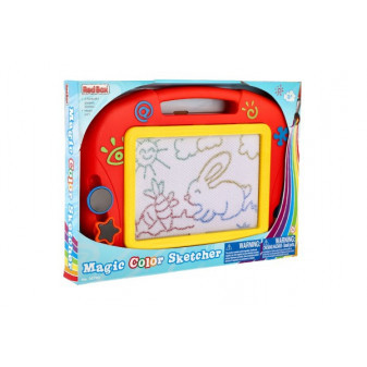 Kolorowa magnetyczna tablica kreślarska z plastikowymi akcesoriami w pudełku 32x24x3cm