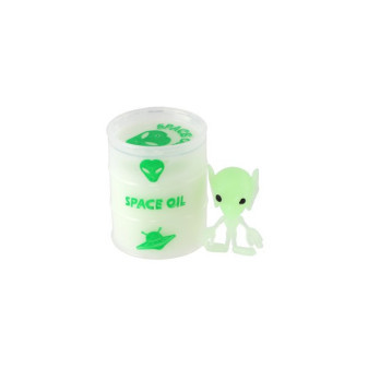 Slime - materiał świecący w ciemności 6cm + kosmita na kartce 12,5x17x5cm