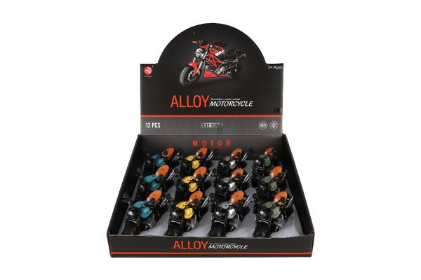 Plastikowy motocykl 13cm, na baterie, ze światłem, dźwiękiem, 4 kolory