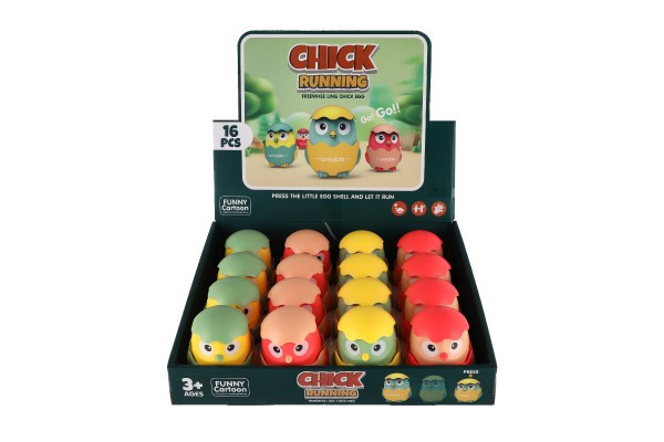 Chick Squeeze and Ride plastikowa zabawka 7x8cm na kole zamachowym 4 kolory