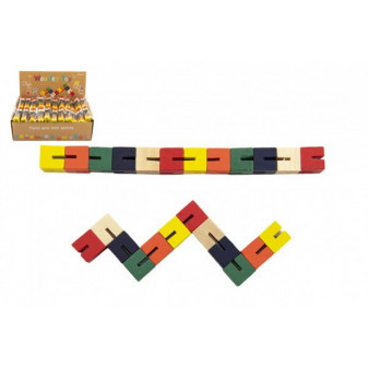 Puzzle wąż kolorowy drewniany 16cm w woreczku 48 szt w pudełku