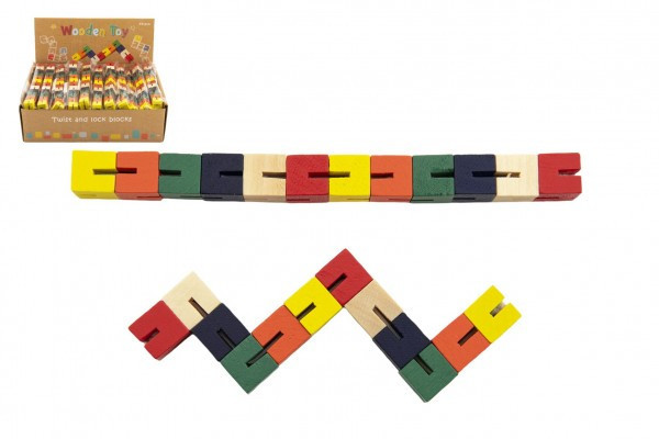 Puzzle wąż kolorowy drewniany 16cm w woreczku 48 szt w pudełku