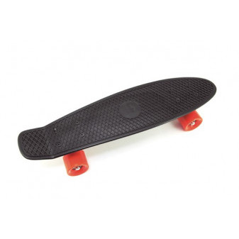 Deskorolka - pennyboard 60 cm nośność 90 kg, metalowe osie, kolor czarny, pomarańczowe kółka