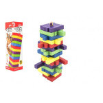 Drewniana wieża 60 sztuk kolorowych elementów gra logiczna społecznościowa w pudełku 7,5x27,5x7,5cm