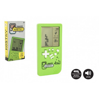 Gra cyfrowa Spadające kostki puzzle plastikowe 14x7cm zielone na baterie z dźwiękiem w pudełku 7,5x1