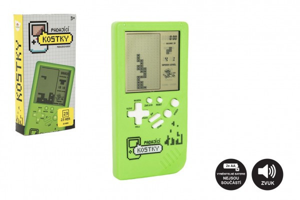 Gra cyfrowa Puzzle spadające kostki plastikowe 7x14cm zielone na baterie z dźwiękiem w pudełku 7,5x1
