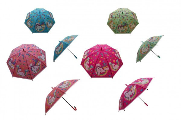 Parasol jednorożec 66cm strzelanie mix kolorów w torbie