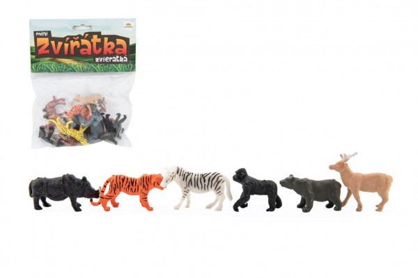 Zwierzęta mini safari ZOO plastikowe 5-6cm 12 szt w woreczku