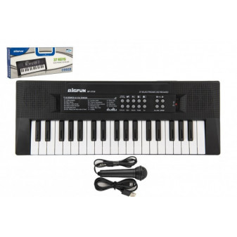 Fortepian/organy/klawisze 37 klawiszy plastikowy zasilany przez USB + mikrofon 40cm w pudełku 41x15x4cm