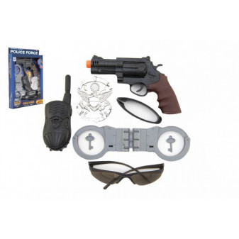 Zestaw policyjny plastikowy pistolet 19cm na nietoperza. ze światłem i dźwiękiem z akcesoriami w pudełku 23x33x4cm