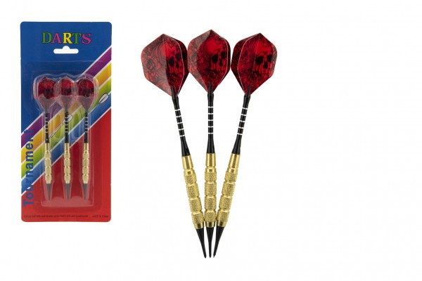 Rzutki do rzucania 3 szt. metal/plastik 15cm z czaszką plastikowa końcówka na karcie 11x25cm