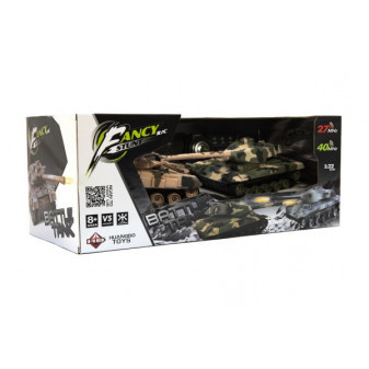 Tank RC 2szt 25cm bitwa czołgowa + dob. opakowanie 27MHZ i 40MHz kamuflaż z dźwiękiem i światłem w kolorze cr. 50x20x2