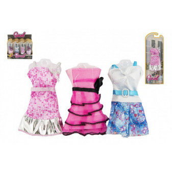 Ubranka/Sukienki dla lalek 10-13cm 6 rodzajów na karcie 10x27x3cm 24 szt w kartonie