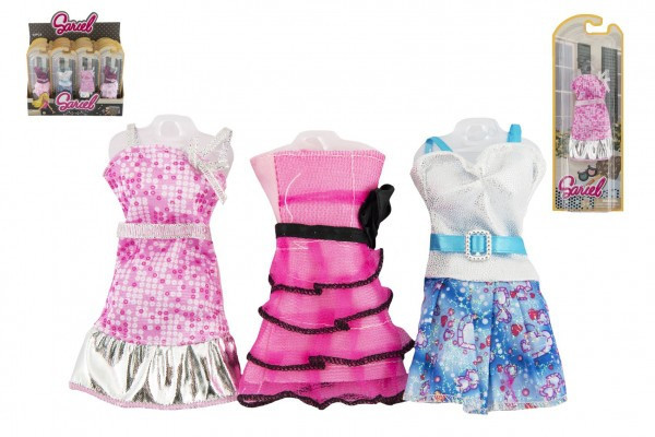 Ubranka/Sukienki dla lalek 10-13cm 6 rodzajów na karcie 10x27x3cm 24 szt w kartonie