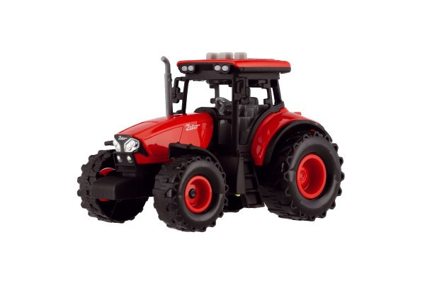 Traktor Zetor plastikowy 9x14cm na koło zamachowe na nietoperza. ze światłem i dźwiękiem w pudełku 18x12x10,5cm