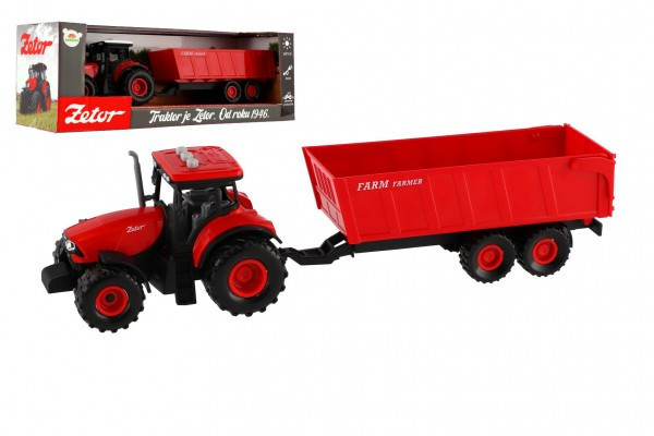 Traktor Zetor z plastikową platformą 36 cm do koła zamachowego na bat. ze światłem i dźwiękiem w pudełku 39x13x1