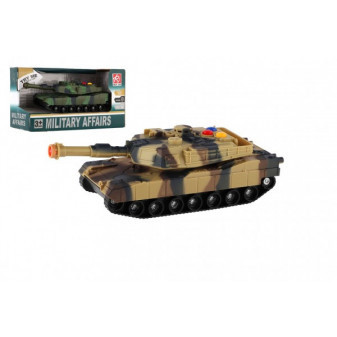 Tank plast 17cm na setrvačník na baterie se světlem se zvukem 2 barvy v krabici 20x11x9cm