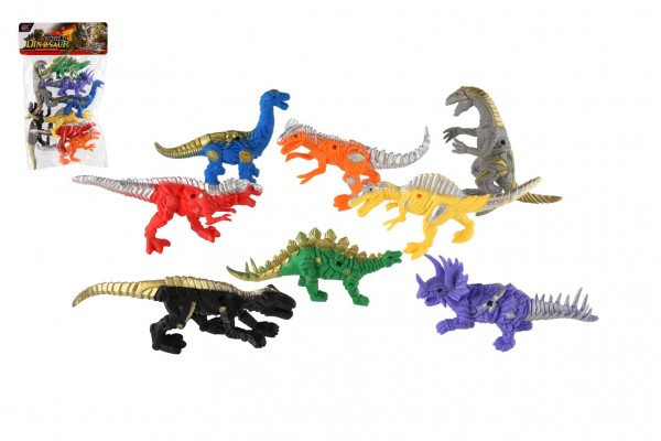 Dinozaur/Smok 8 szt plastik 14-17cm w torbie 22x35x7cm